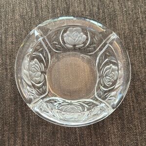 Vintage Clear Glass Floral Ashtray